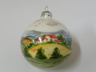 Pallina di natale in ceramica, dipinta a mano. Tecnica: maiolica
