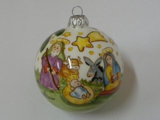 Pallina di natale in ceramica, dipinta a mano. Tecnica: maiolica